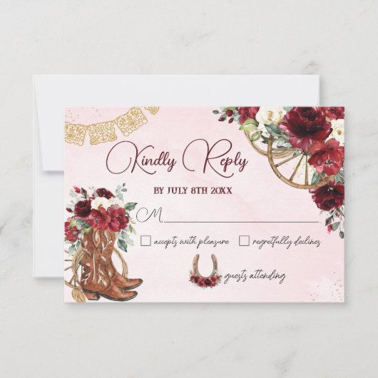 レッドブルゴーニュフローラシャーロウエストキンセアニラ応答 出欠カード (正面)