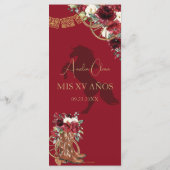 レッドブルゴーニュフローラCharro Quinceaenera XVメニュー プログラム (裏面)