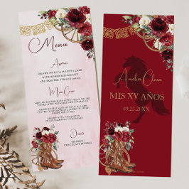 レッドブルゴーニュフローラCharro Quinceaenera XVメニュー プログラム