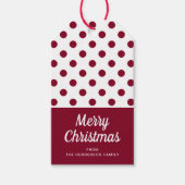 レッドブルゴーニュ水玉模様ズメリークリスマス ギフトタグ (正面)