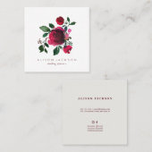 レッドブルゴーニュ牡丹ブーケウェディングプランナー スクエア名刺