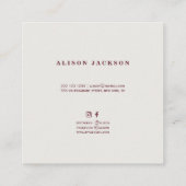 レッドブルゴーニュ牡丹ブーケウェディングプランナー スクエア名刺 (裏面)