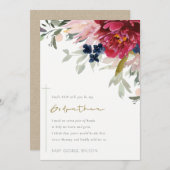 レッドブルゴーニュ赤面フローラゴッドファーザープロポーザル招待状 サンキューカード (正面/裏面)