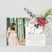 レッドブルゴーニュ赤面フローラバンチ写真ベビーシャワー サンキューカード (スタンド正面)