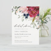 レッドブルゴーニュ赤面フローラブライダルシャワー招待状 サンキューカード (スタンド正面)