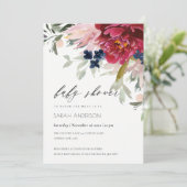 レッドブルゴーニュ赤面フローラベビーシャワー招待状 サンキューカード (スタンド正面)