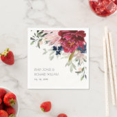 レッドブルゴーニュ赤面ブルーフローラ結婚ズバンチ スタンダードカクテルナプキン (インサイチュ)