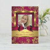 レッドブルゴーニュ金ゴールドフォトバースデーパーティー 招待状 (スタンド正面)