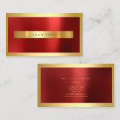 レッドブルゴーニュ金ゴールドフレームメタリックミニマル 名刺 (正面/裏面)