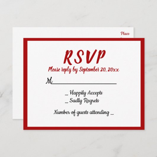 レッドブルゴーニュRSVPウィディングパーティー秋カントリー インビテーションポストカード (正面/裏面)