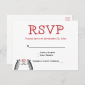 レッドブルゴーニュRSVPキリン結婚の愛 インビテーションポストカード (正面/裏面)