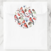 レッドブルフィンチクリスマスバーズベリー&パインコーン ラウンドシール (バッグ)