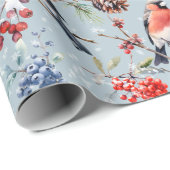 レッドブルフィンチクリスマスバーズベリー&パインコーン ラッピングペーパー (ロールコーナー)