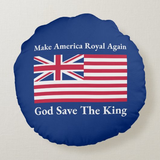 レッドブルーおもしろいメイクアメリカ再びア王室のート ラウンドクッション (裏面)