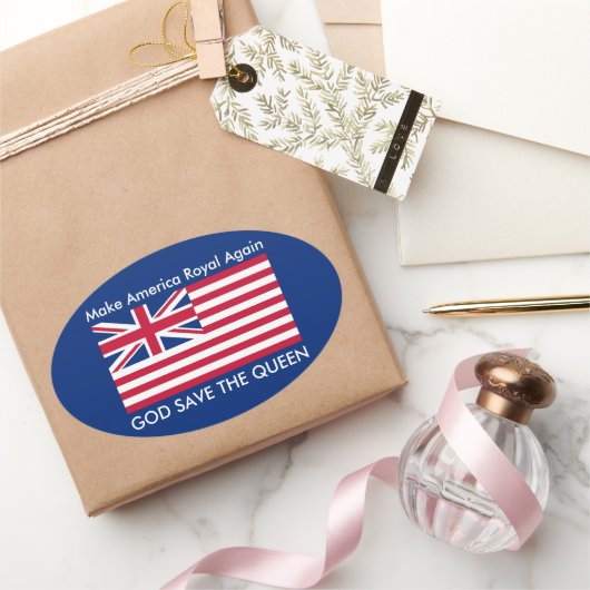 レッドブルーおもしろいメイクアメリカ再びア王室のート 楕円形シール (ギフト)