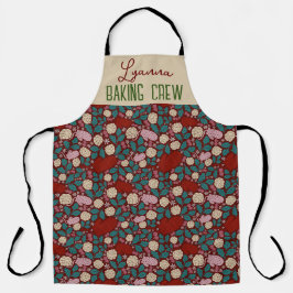 レッドブルーお洒落トレンドレトロコージークリスマス エプロン