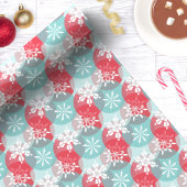 レッドブルーのクリスマススノーフレーク ラッピングペーパー