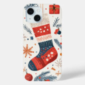 レッドブルーのクリスマス・ストッキング Case-Mate iPhoneケース (裏面)