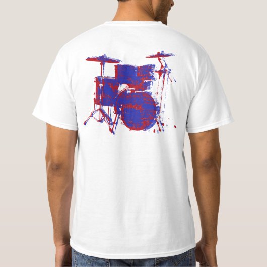 レッドブルーのドラム Tシャツ (裏面)