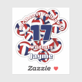 レッドブルーのバレーボールのチーム名の集団 シール