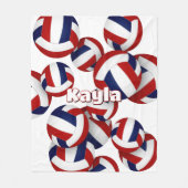 レッドブルーのバレーボール女子スポーツルームの装飾 フリースブランケット (正面)