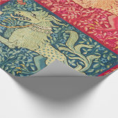 レッドブルーの獣のような中世の獣性ライオン ラッピングペーパー (角)