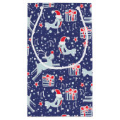 レッドブルーの鳥とトナカイのクリスマス抱き枕 スモールペーパーバッグ (裏面)