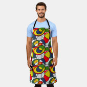 レッドブルーイエローグリーンビーチボール エプロン (着用した状態)