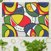 レッドブルーイエローグリーンビーチボール キッチンタオル (折り畳み)