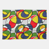 レッドブルーイエローグリーンビーチボール キッチンタオル (横)