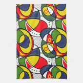 レッドブルーイエローグリーンビーチボール キッチンタオル (縦)