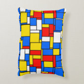 レッドブルーイエローモンドリアンBlkクローバー3モノグラム アクセントクッション (裏面(縦))