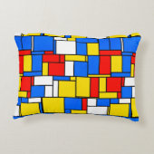 レッドブルーイエローモンドリアンBlkクローバー3モノグラム アクセントクッション (裏面)