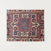 レッドブルーウエスタンサンタフェカウボーイ華美  タペストリー (正面(横))