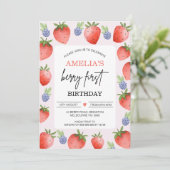 レッドブルーウォーターカラーベリースイートファースト誕生日 招待状 (スタンド正面)
