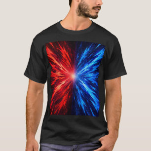 レッドブルーエネルギーバーストTシャツ - 抽象的な爆発 Tシャツ