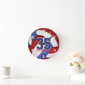 レッドブルーガーリーチームカラーバレーボールルーム ラウンド壁時計 (ホーム)