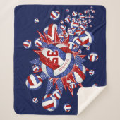 レッドブルーガーリーバレーボール名前をカスタムする シェルパブランケット (正面)