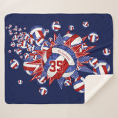 レッドブルーガーリーバレーボール名前をカスタムする シェルパブランケット (正面(横))