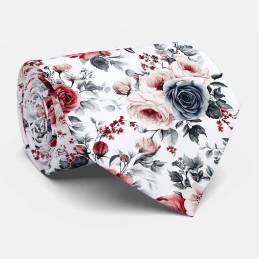 レッドブルークリームヴィンテージ結婚の花フォーマルの ネクタイ (ロール)