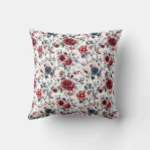 レッドブルークリームヴィンテージ花水彩 クッション (裏面)