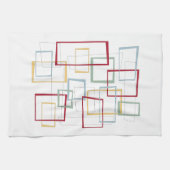 レッドブルーグリーンイエロースクウェアミッドセンチュリーレトロ キッチンタオル (横)