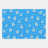 レッドブルーグリーンクリスマスツリーの星模様 ラッピングペーパーシート (正面3)