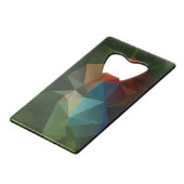 レッドブルーグリーン抽象芸術ピラミッドアート クレジットカード栓抜き (正面アングル)