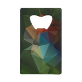 レッドブルーグリーン抽象芸術ピラミッドアート クレジットカード栓抜き (裏面)