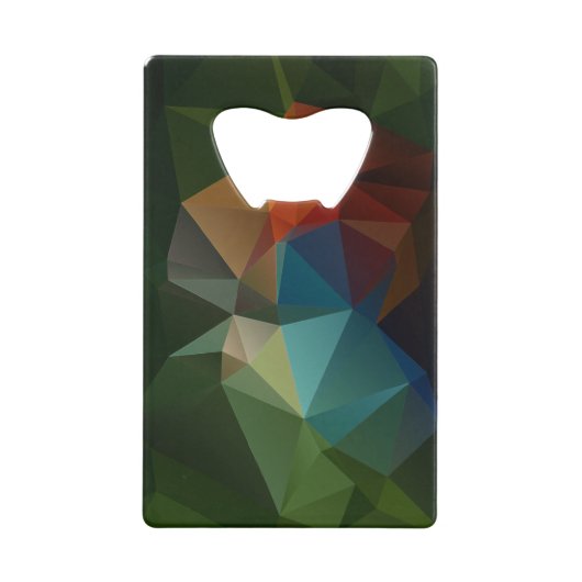 レッドブルーグリーン抽象芸術ピラミッドアート クレジットカード栓抜き (裏面)