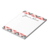 レッドブルーグレイ幾何学的イカット部族プリントパターン ノートパッド (回転)