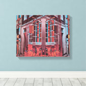 レッドブルーコペンハーゲン窓リフレクションデジタルアート キャンバスプリント (インサイチュ (ウッドフロア))