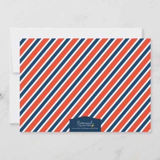 レッドブルーサッカーガールサッカー誕生日招待状 招待状 (裏面)