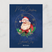レッドブルーサンタエレガントレトロヴィンテージクリスマス シーズンポストカード (正面)